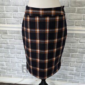 Sweet Salt Wool Blend Plaid Pencil Skirt Med Preppy Classic Acadamia Modest